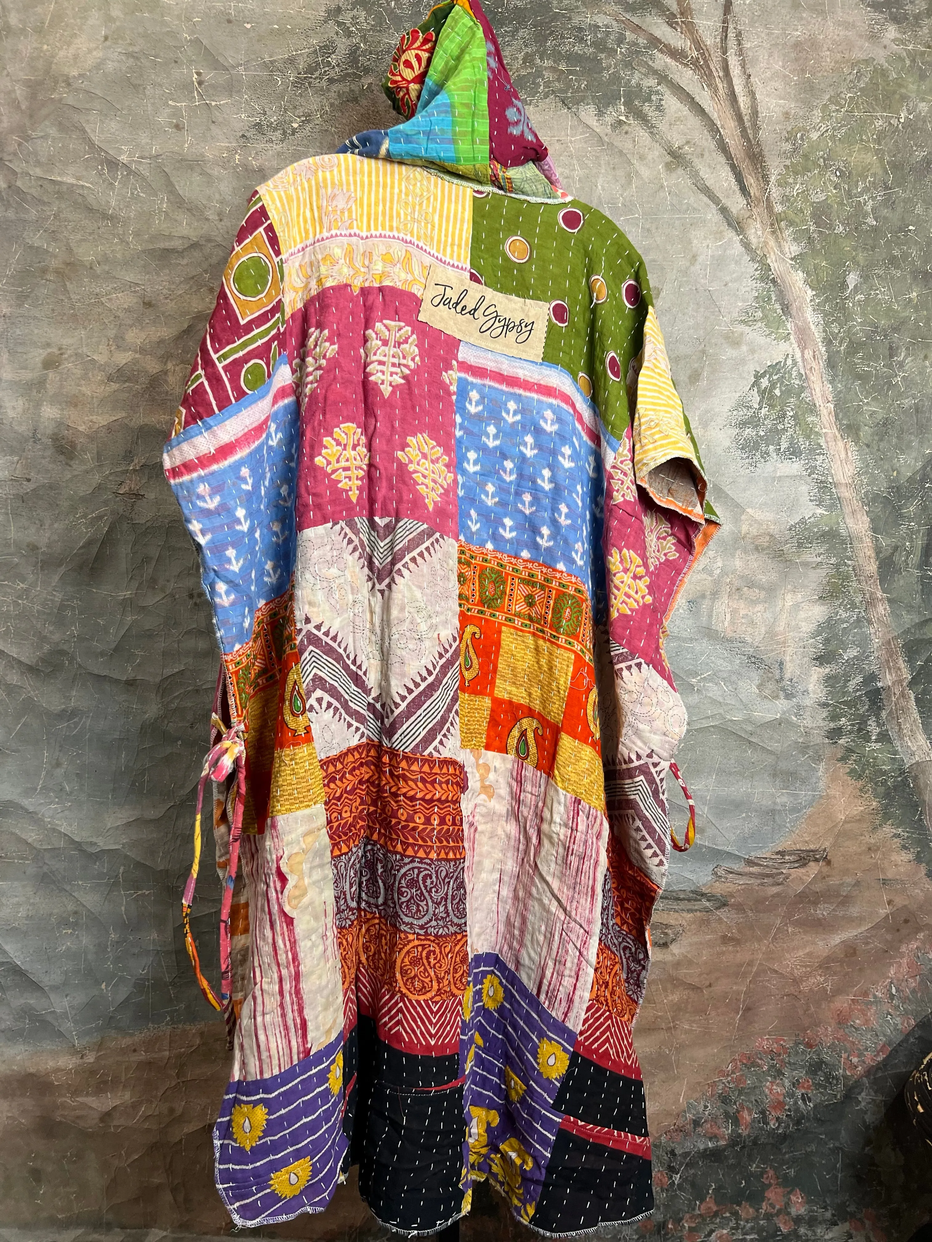 JG101- Kantha Hooded Vest-Mix 3