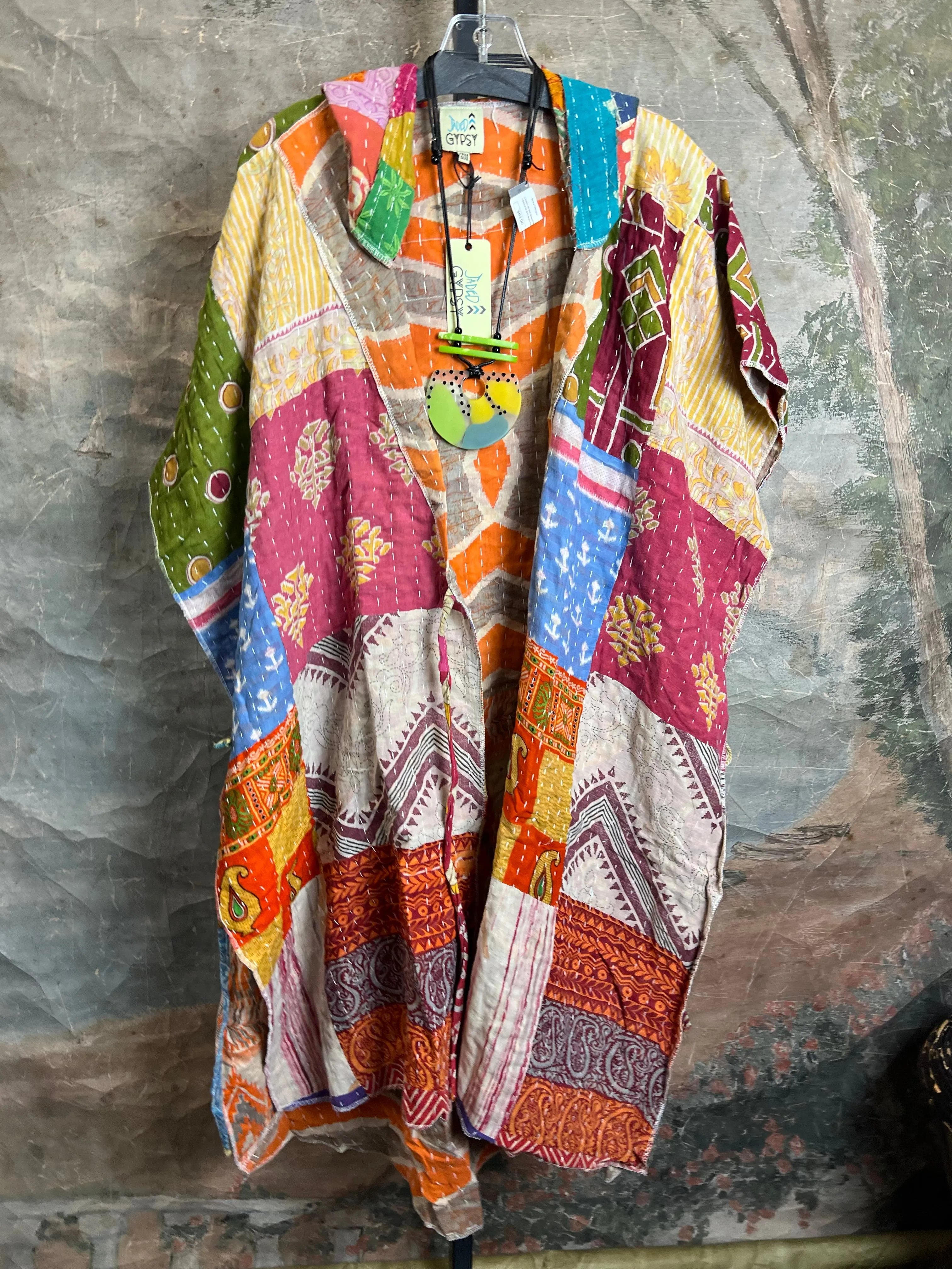 JG101- Kantha Hooded Vest-Mix 3