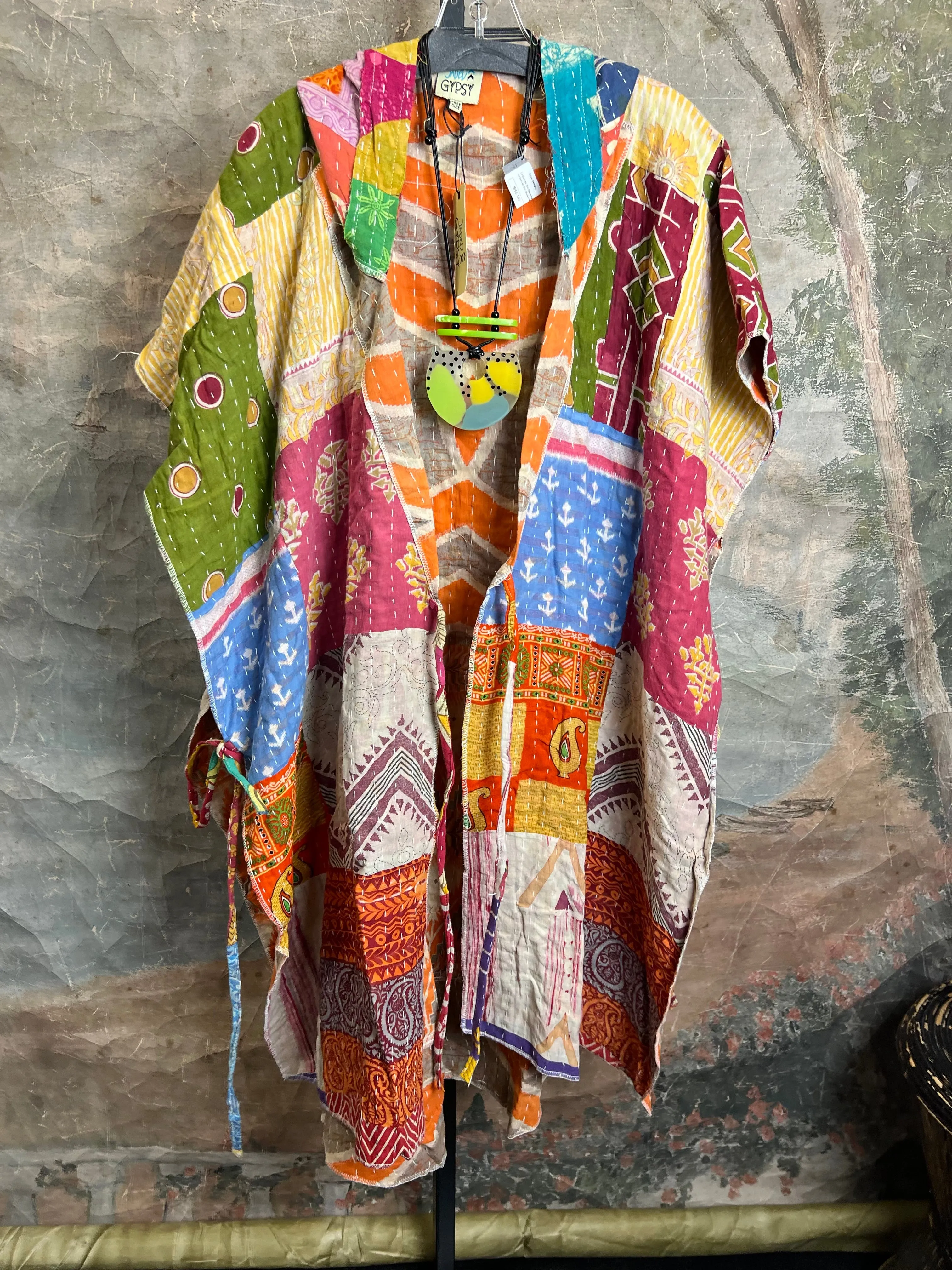 JG101- Kantha Hooded Vest-Mix 3