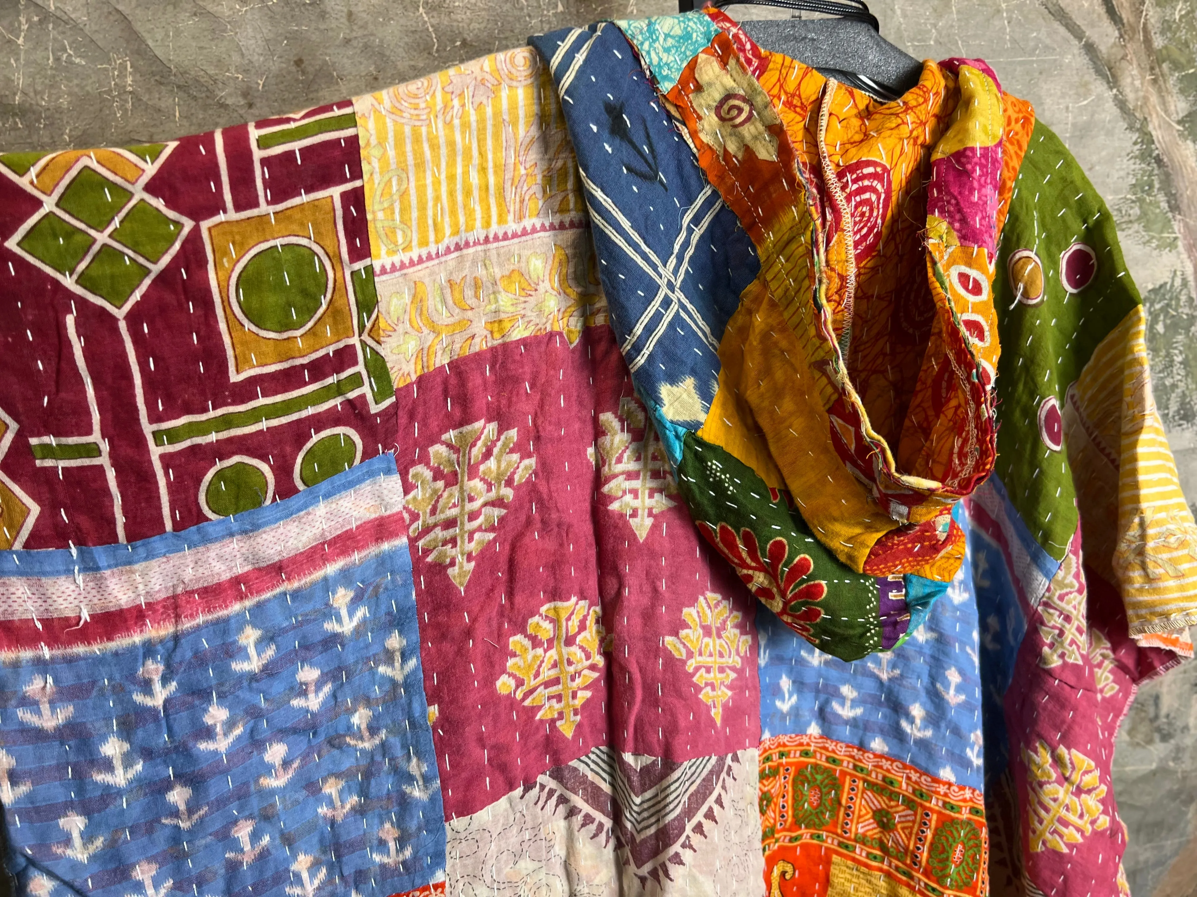 JG101- Kantha Hooded Vest-Mix 3