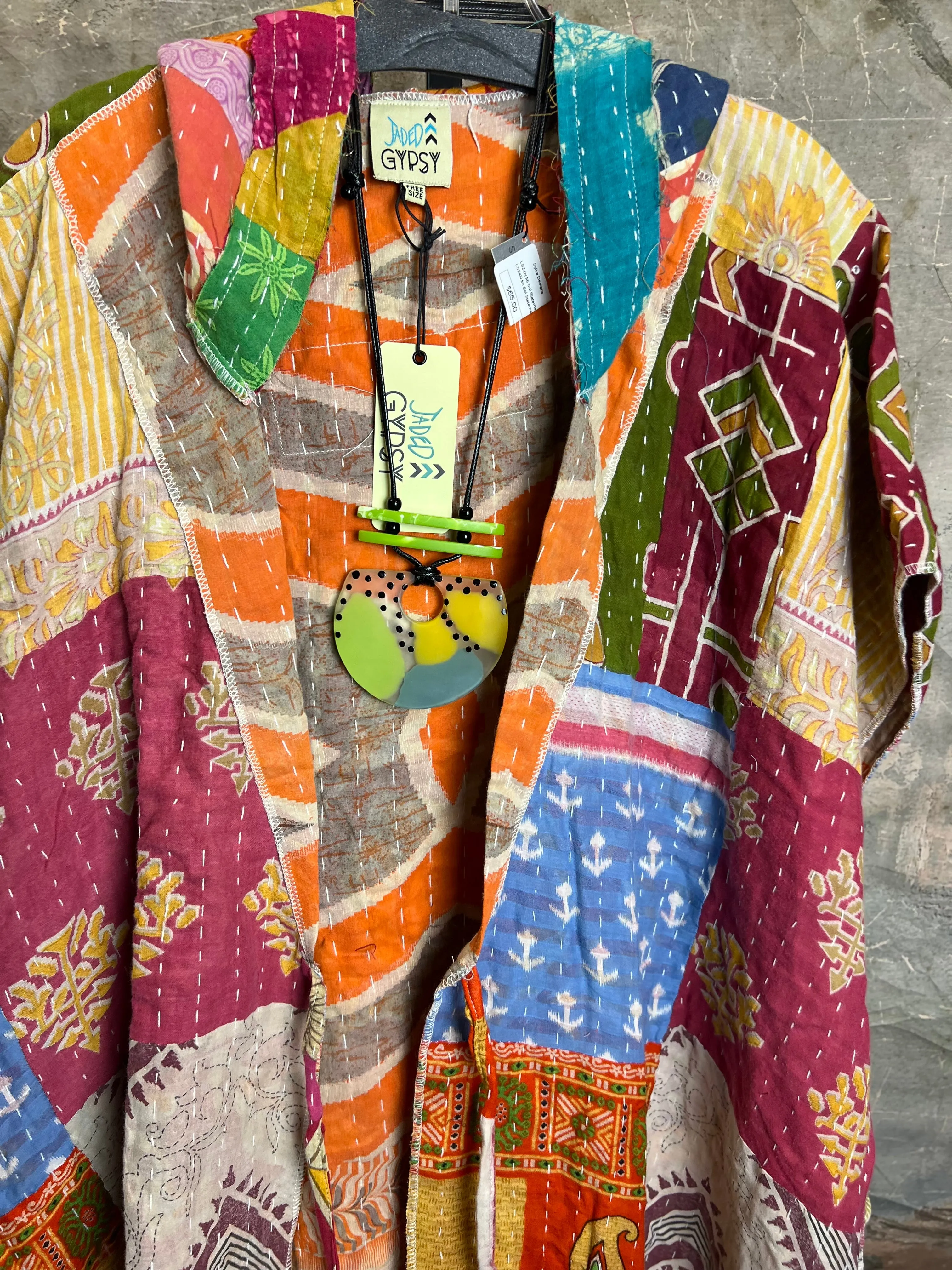 JG101- Kantha Hooded Vest-Mix 3