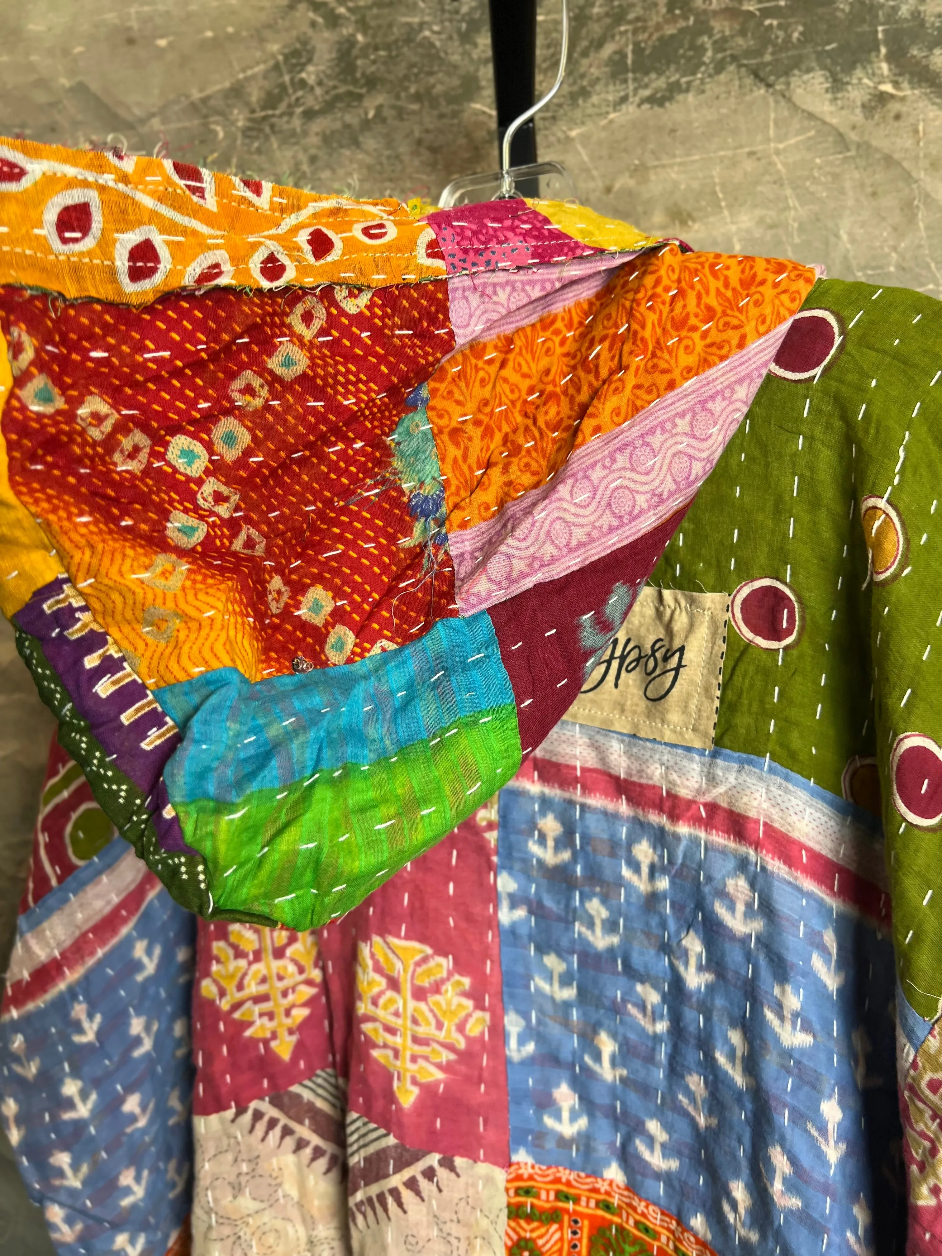 JG101- Kantha Hooded Vest-Mix 3