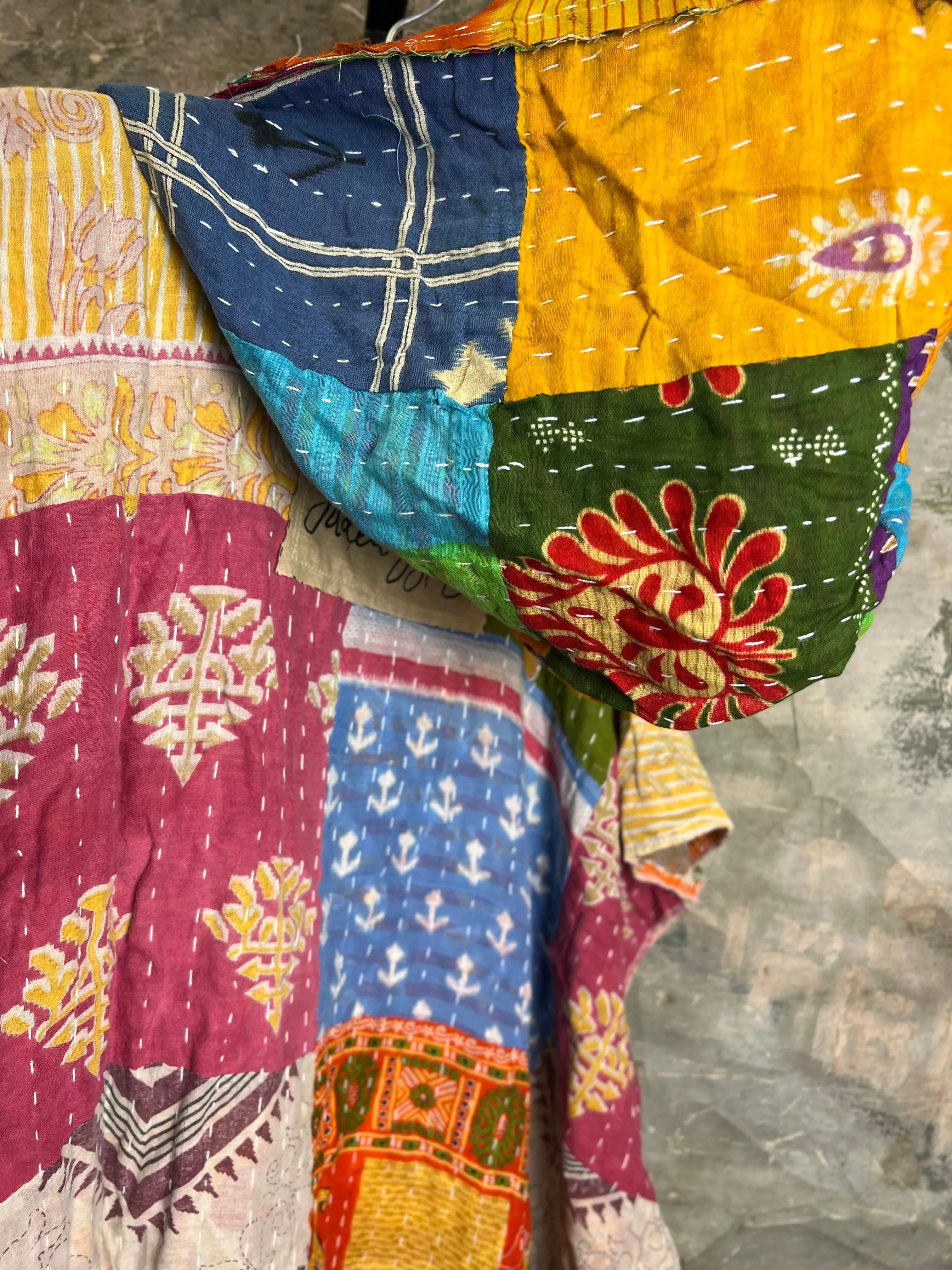 JG101- Kantha Hooded Vest-Mix 3