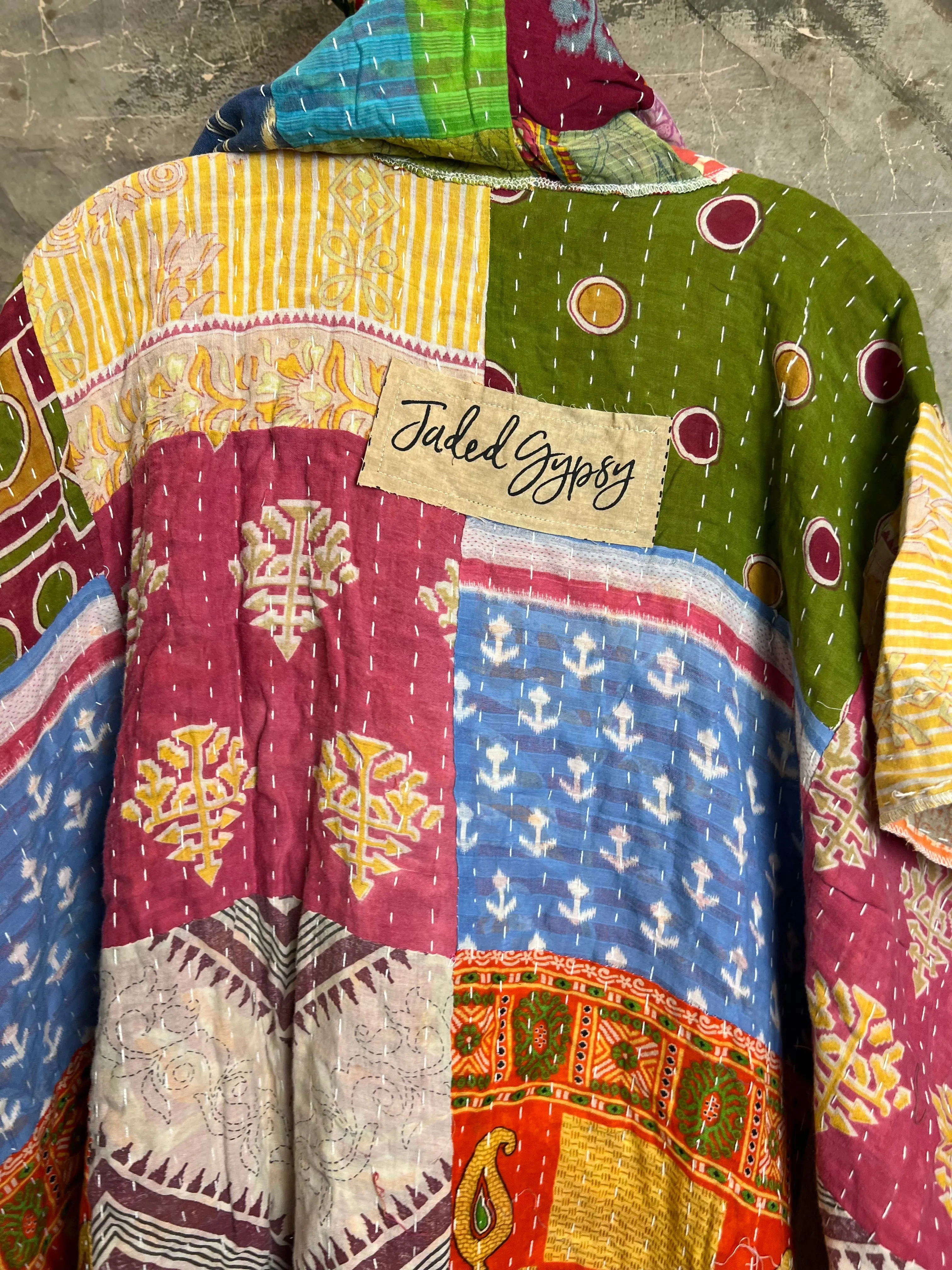 JG101- Kantha Hooded Vest-Mix 3