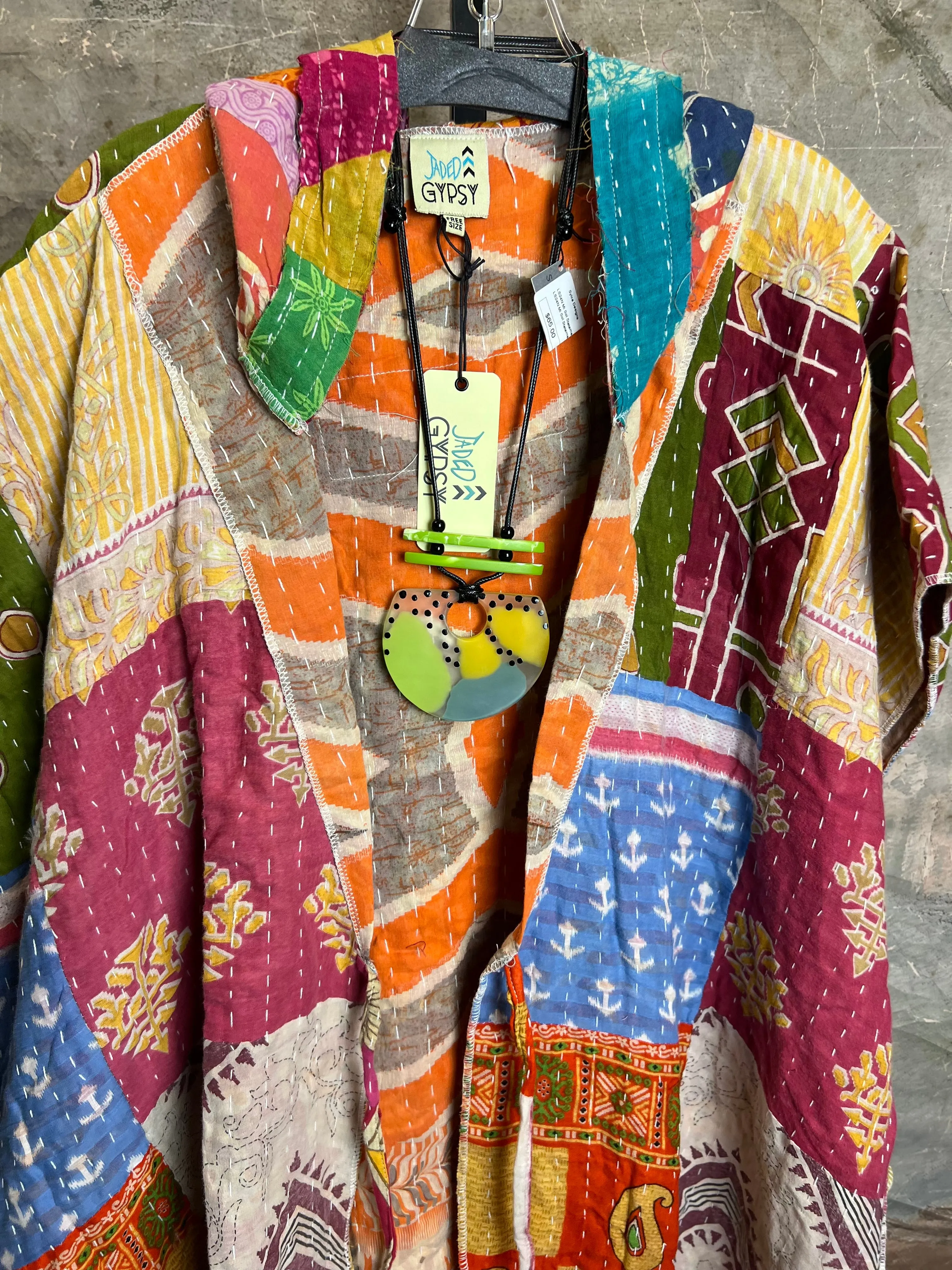 JG101- Kantha Hooded Vest-Mix 3