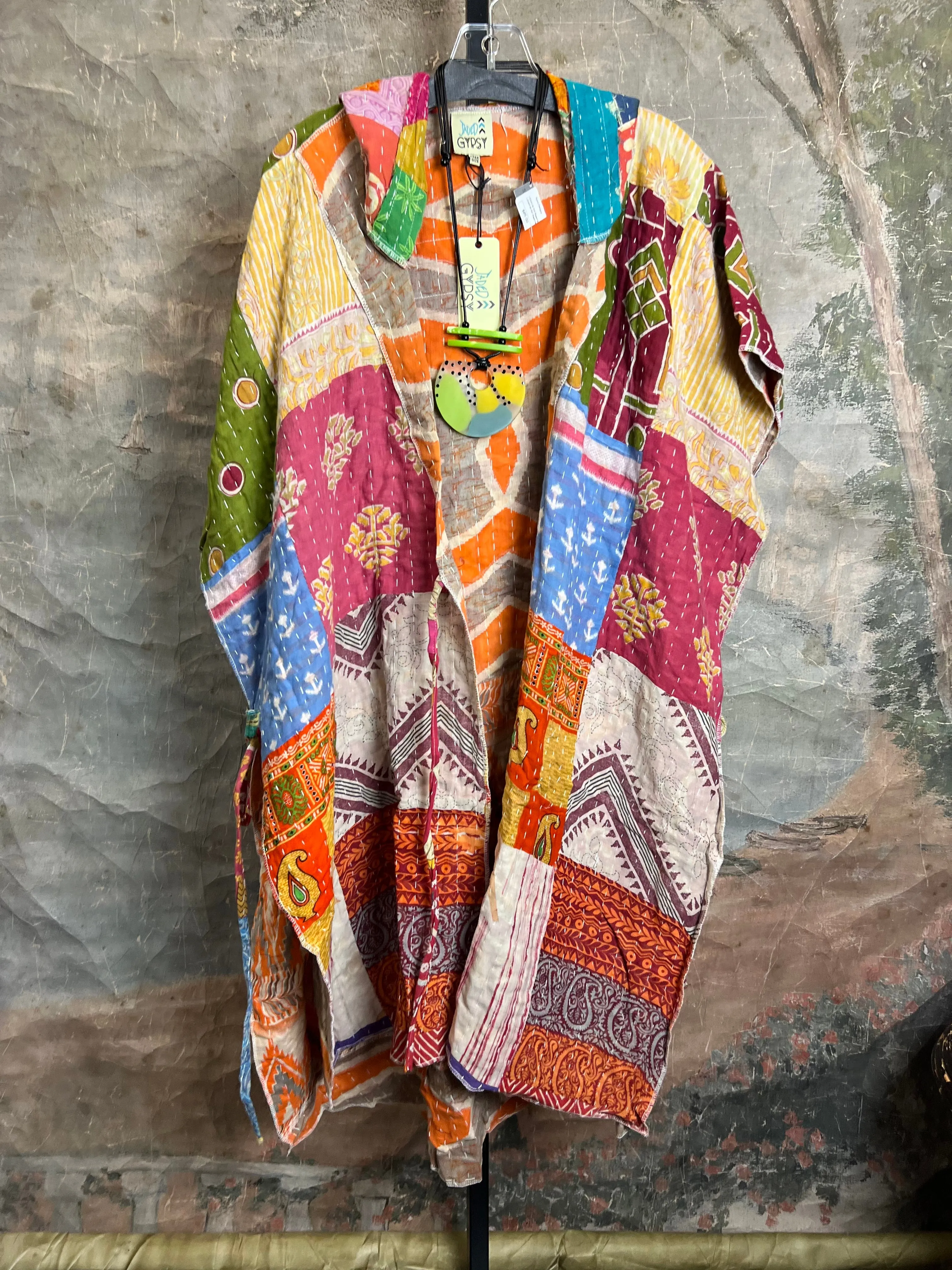 JG101- Kantha Hooded Vest-Mix 3