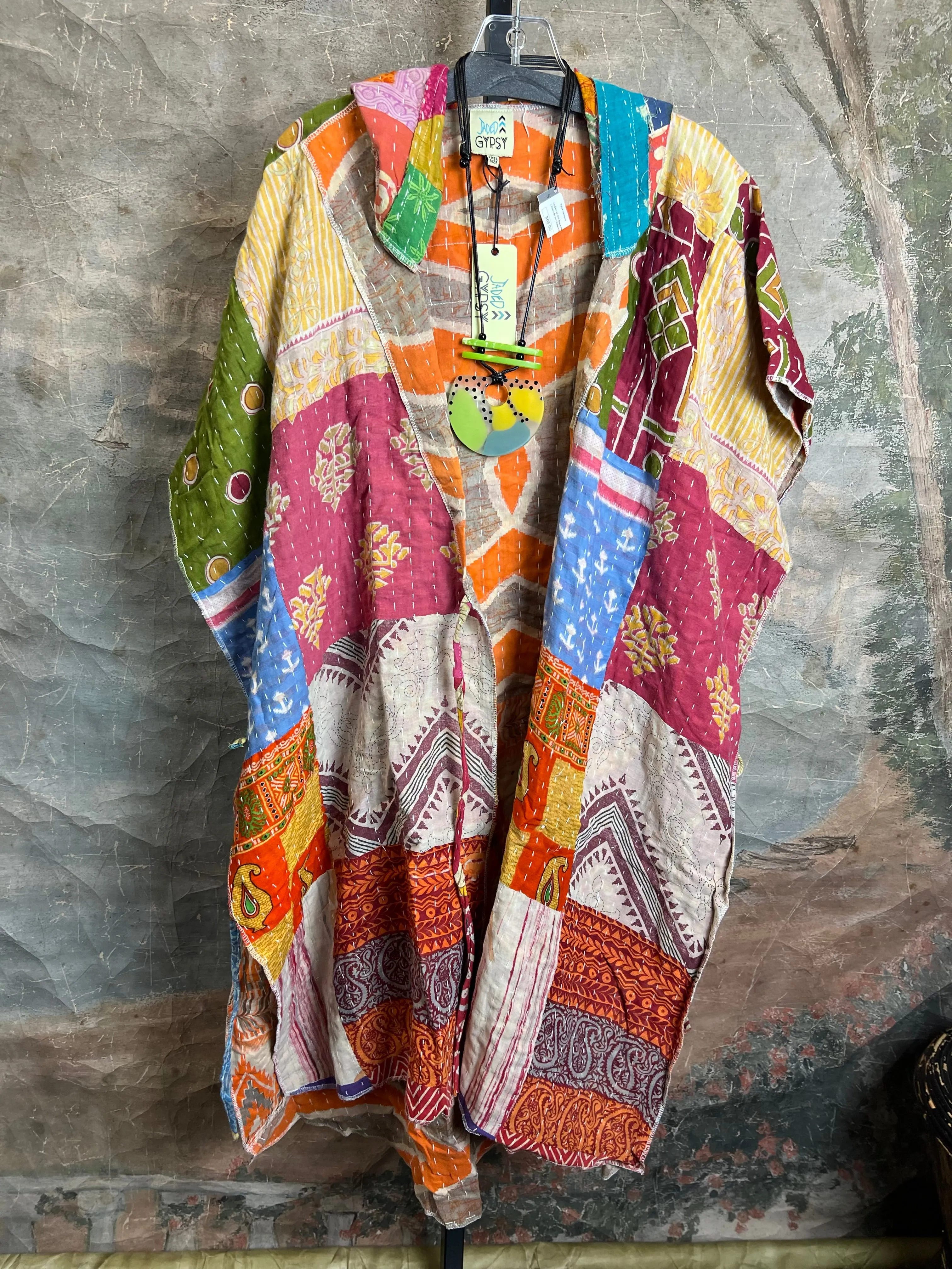 JG101- Kantha Hooded Vest-Mix 3
