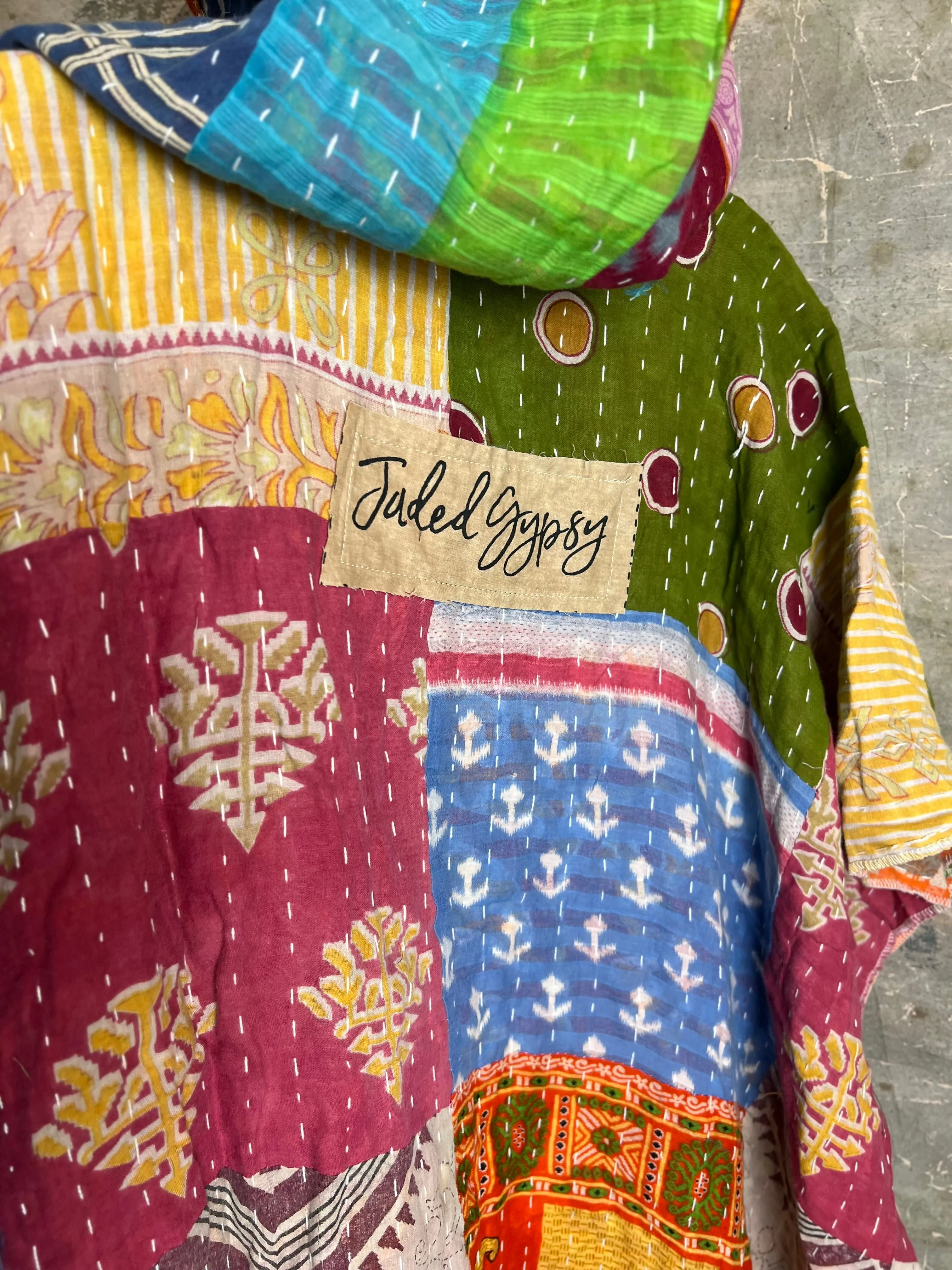 JG101- Kantha Hooded Vest-Mix 3
