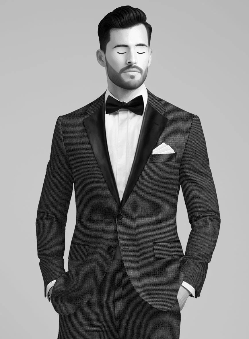Napolean Cavalry Twill Charcoal Wool Tuxedo Suit