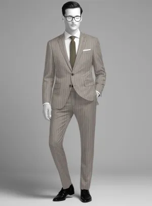 Napolean Como Bar Brown Wool Suit