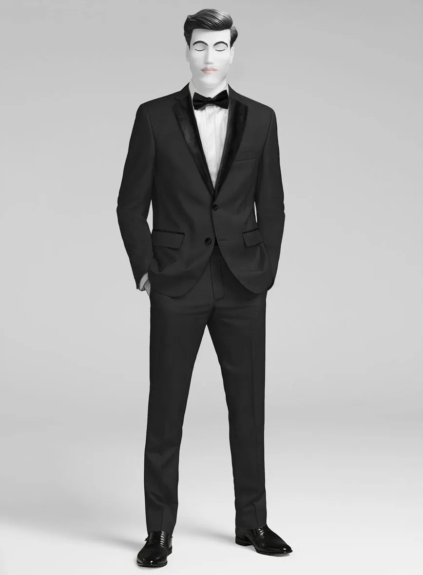 Napolean Imperial Black Herringbone Wool Tuxedo Suit
