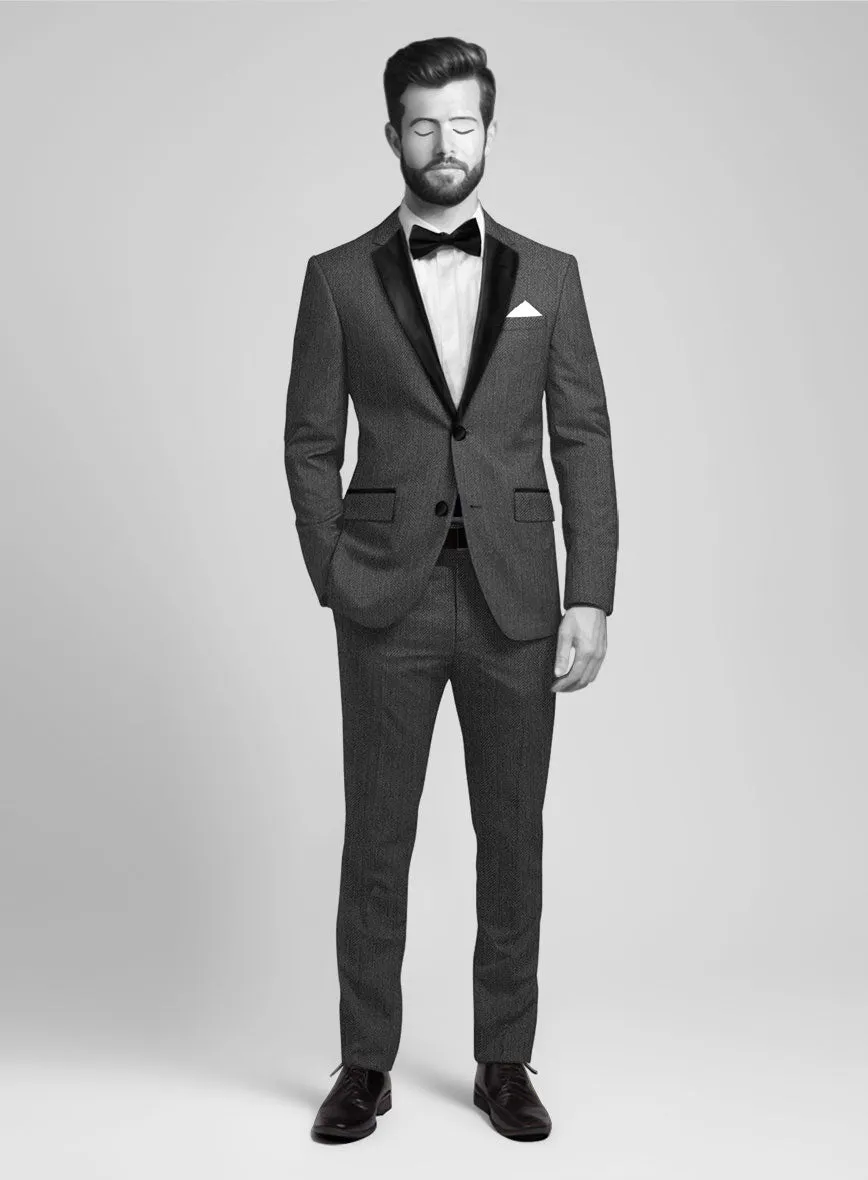 Napolean Imperial Gray Herringbone Wool Tuxedo Suit
