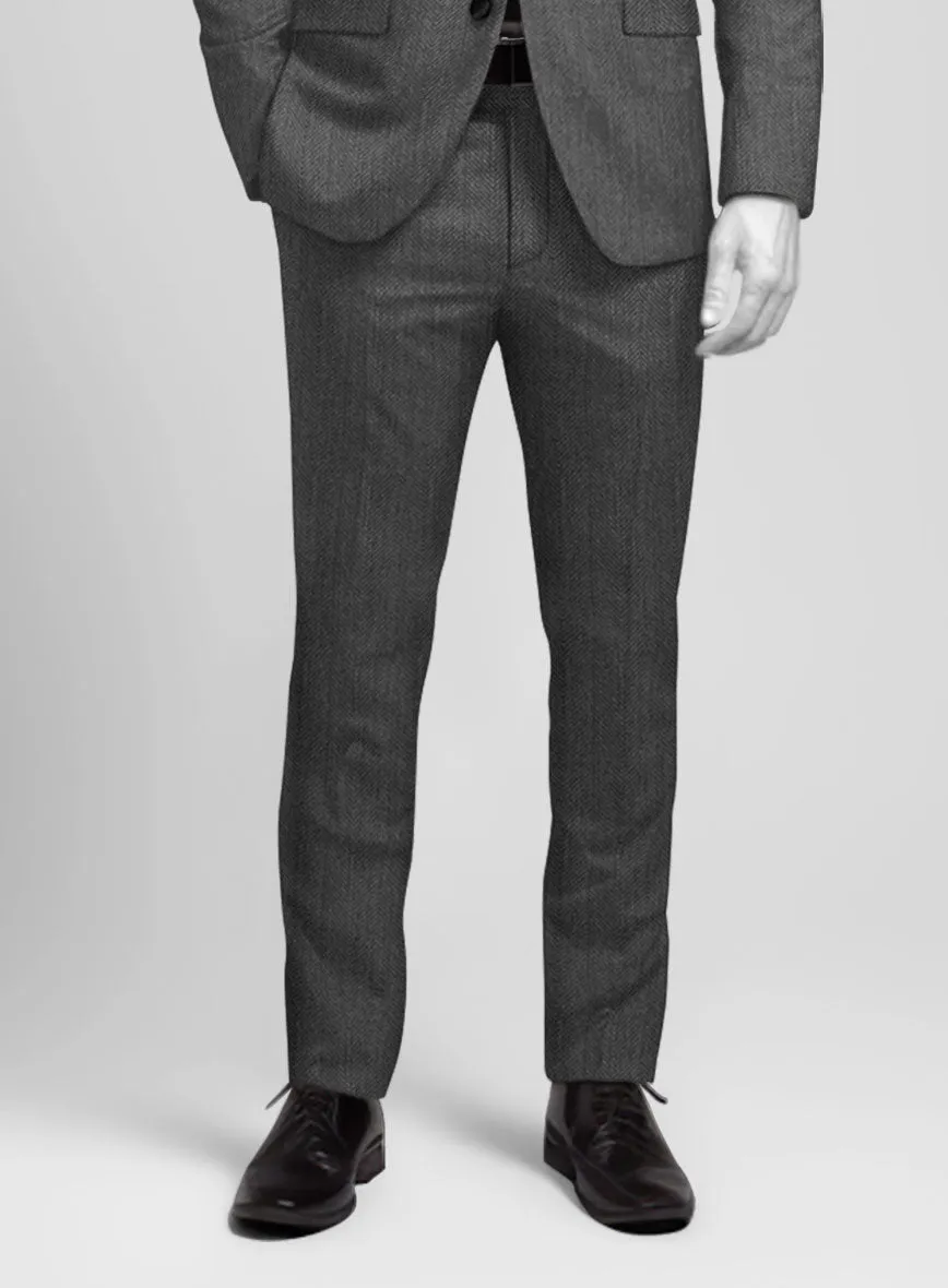 Napolean Imperial Gray Herringbone Wool Tuxedo Suit